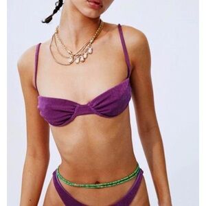WITH JEAN Buttercup Bikini Top Violet Purple Size Small